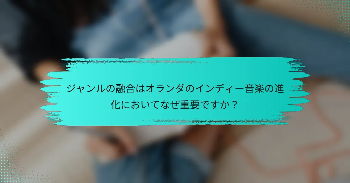 ジャンルの融合はオランダのインディー音楽の進化においてなぜ重要ですか？